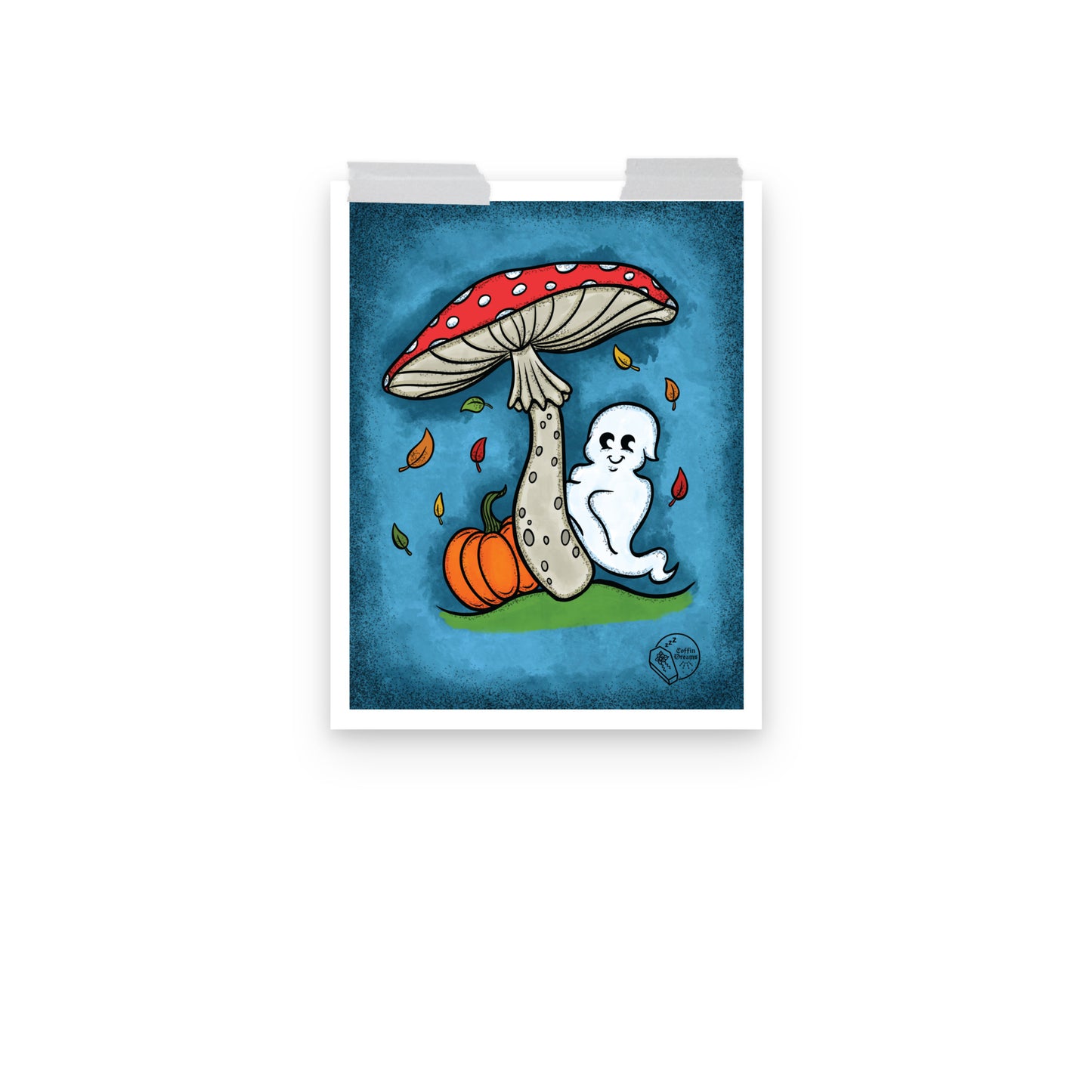 Vintage Halloween Mushroom Ghost Print